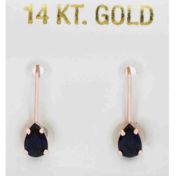 Genuine 1.42 Cts Blue Sapphire Dangling Earrings 14k Rose...